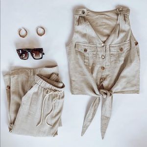 By Egreis beige linen set - new - nwt - size medium